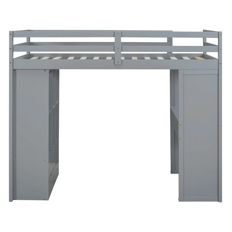 Hoogslaper in Full Size met grote planken, schrijfblad en ledverlichting