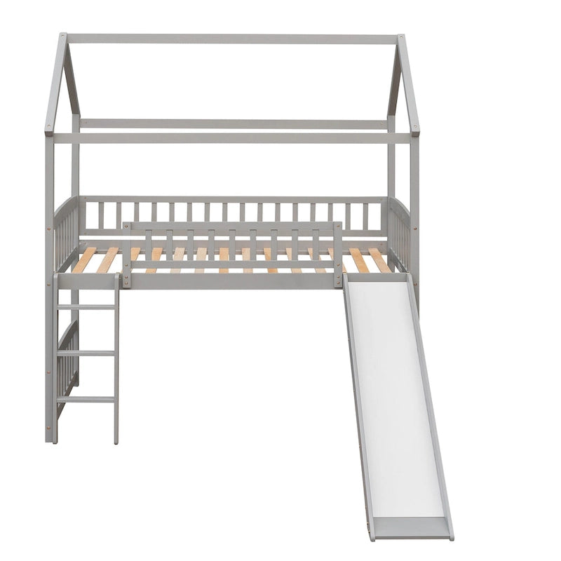 Letto a soppalco singolo con scivolo, letto a forma di casetta con scivolo