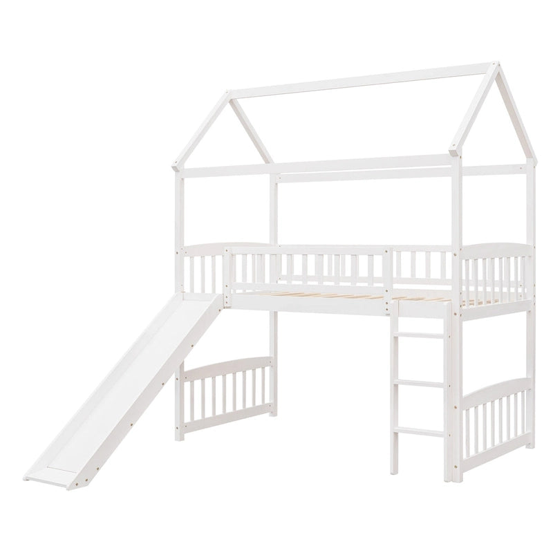 Twin Loft Bed with Slide,House Bed with Slide