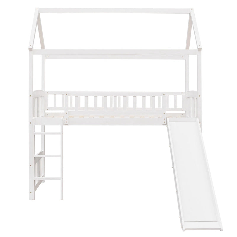 Twin Loft Bed with Slide,House Bed with Slide