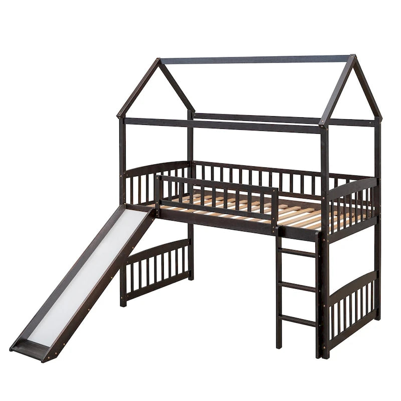 Twin Loft Bed with Slide,House Bed with Slide