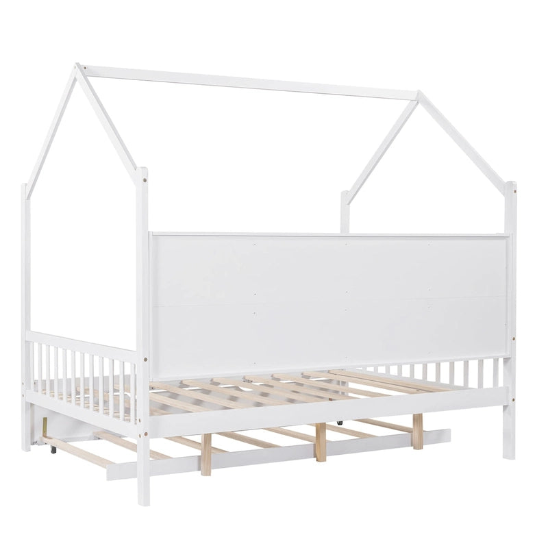 Houten bed in Full-formaat in huisstijl met onderschuifbed