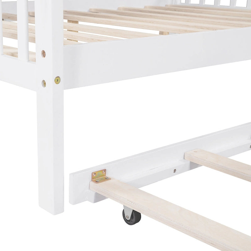Houten bed in Full-formaat in huisstijl met onderschuifbed