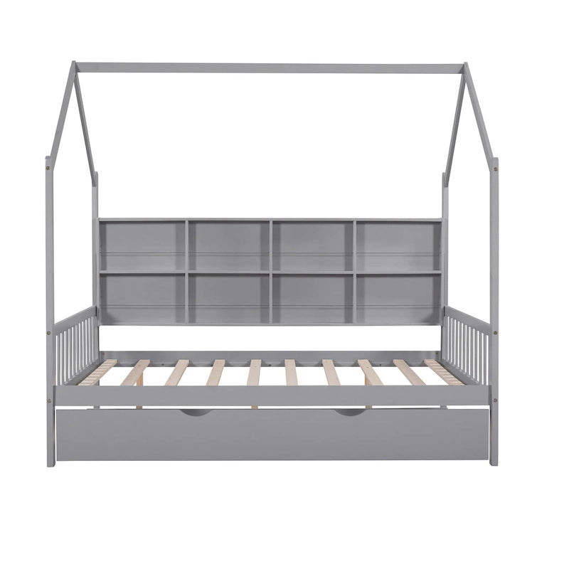 Houten bed in Full-formaat in huisstijl met onderschuifbed
