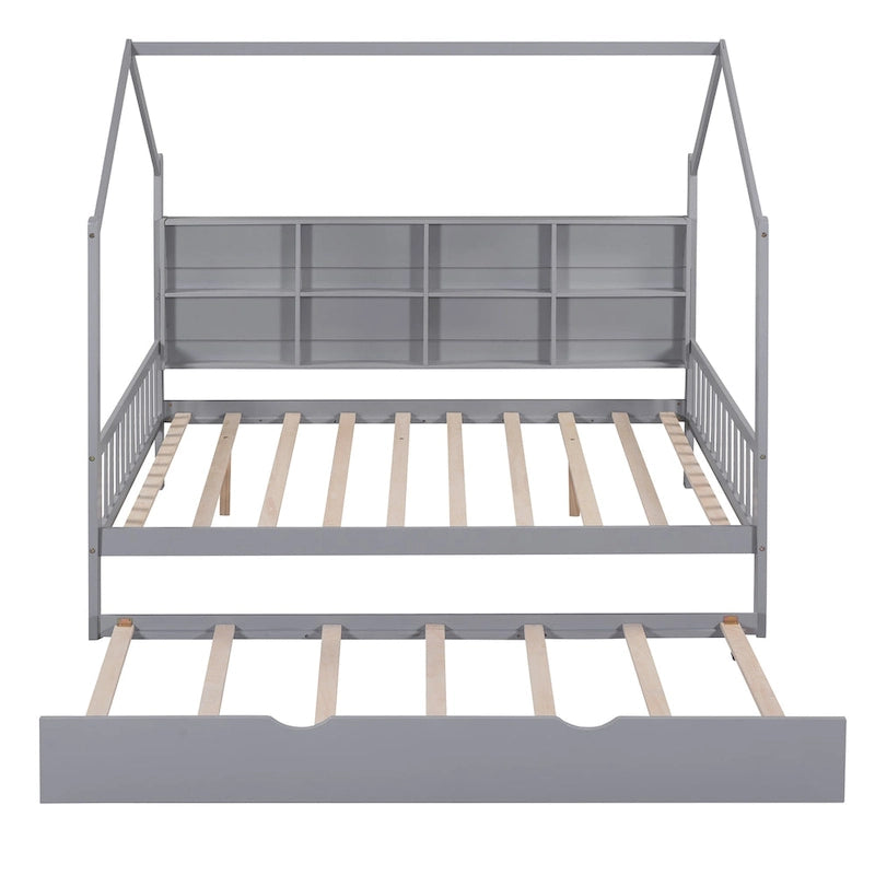 Houten bed in Full-formaat in huisstijl met onderschuifbed