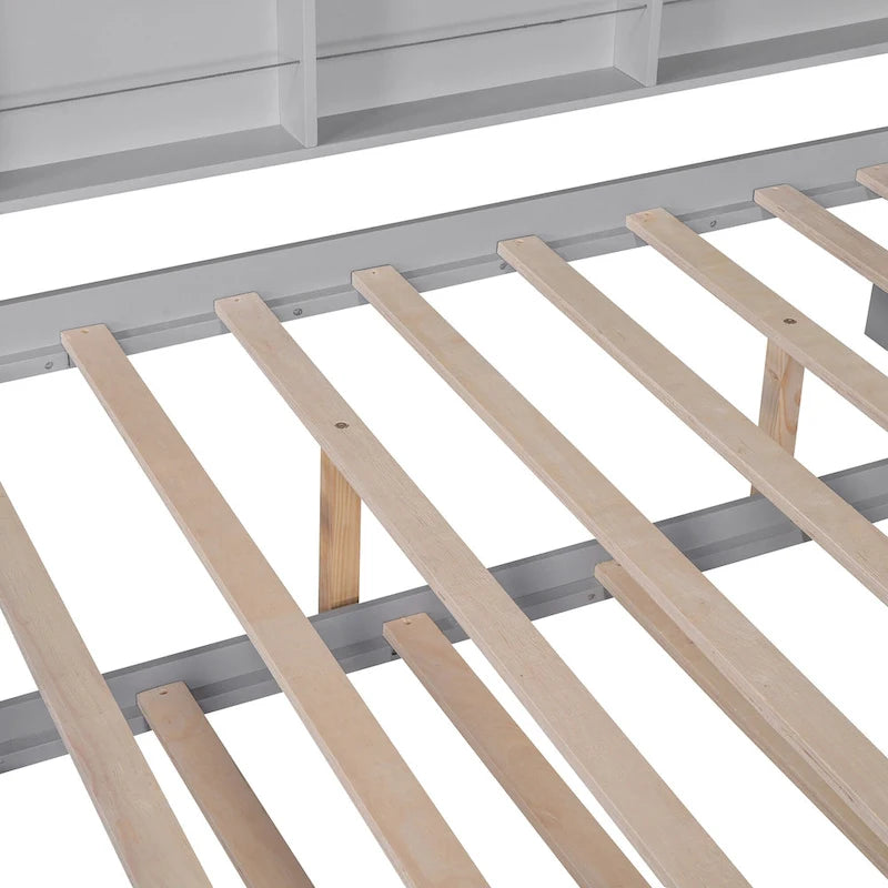 Houten bed in Full-formaat in huisstijl met onderschuifbed