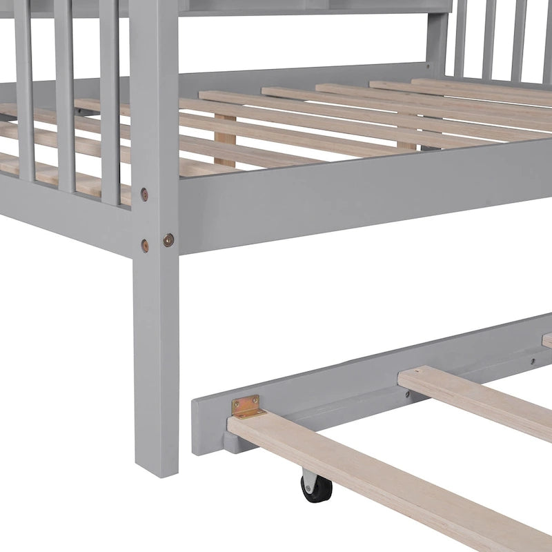 Houten bed in Full-formaat in huisstijl met onderschuifbed