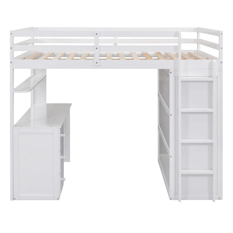 Full-Size-Etagenbett mit Schubladen, Schreibtisch und Kleiderschrank – Grau