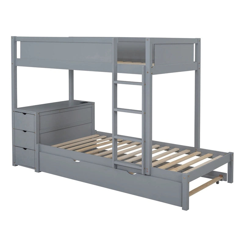 Twin Bunk Bed with Twin size Trundle