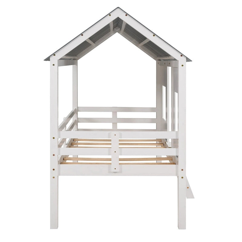 Letto matrimoniale Queen bianco a scomparsa con stazione di ricarica e ripiano