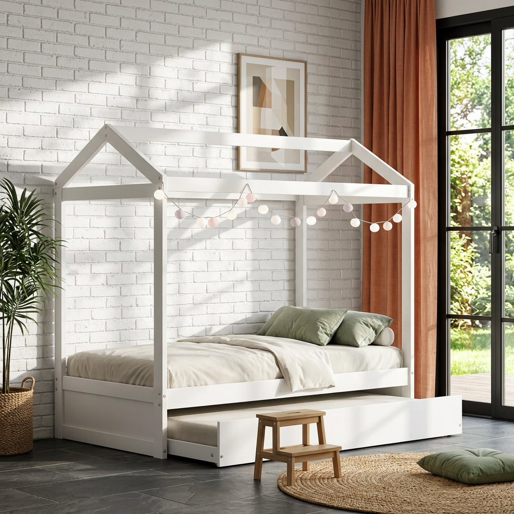 White House Bed with Trundle