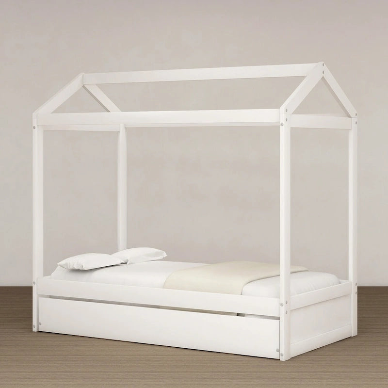 Weißes Hausbett mit Ausziehbett