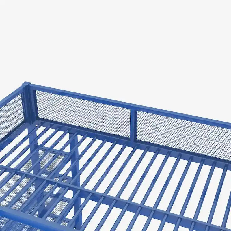Metall-Etagenbett in Full-Size mit 4-stufigen Ablagefächern und Stauraum