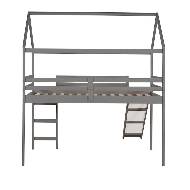 Letto a soppalco singolo con scivolo, letto a forma di casetta con scivolo