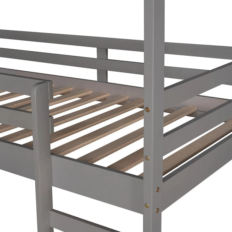 Lit mezzanine simple avec toboggan, lit cabane avec toboggan