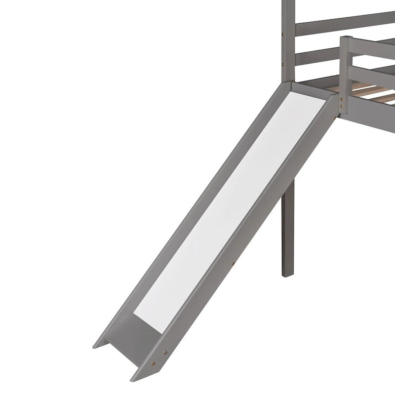 Lit mezzanine simple avec toboggan, lit cabane avec toboggan