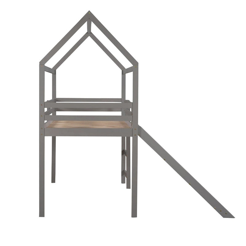 Lit mezzanine simple avec toboggan, lit cabane avec toboggan