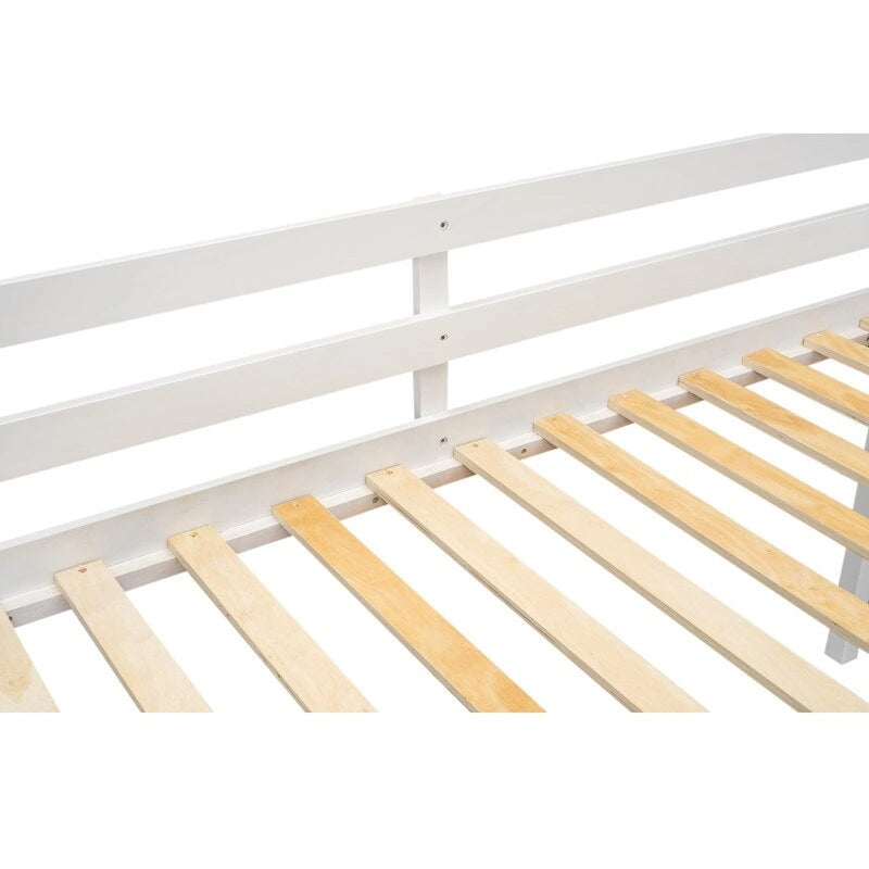 Lit mezzanine bas en bois Twin Size avec échelle, pouvant être placée à gauche ou à droite