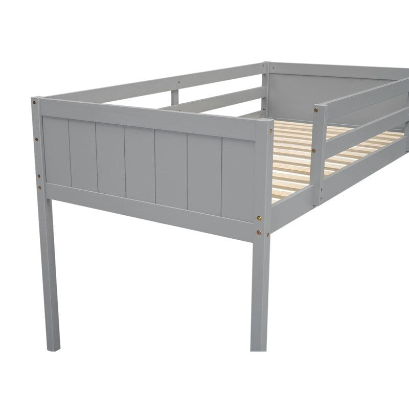 Lit mezzanine bas en bois Twin Size avec échelle, pouvant être placée à gauche ou à droite