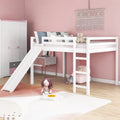 Letto soppalcato con scivolo, design multifunzionale, matrimoniale (bianco)