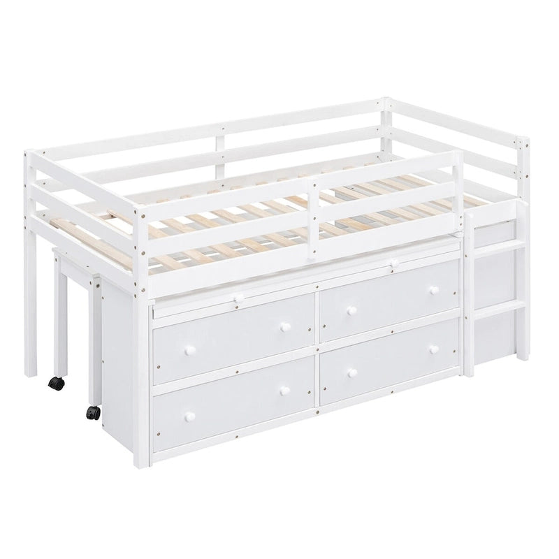 Lit mezzanine Twin Size avec bureau d’écriture et 4 tiroirs