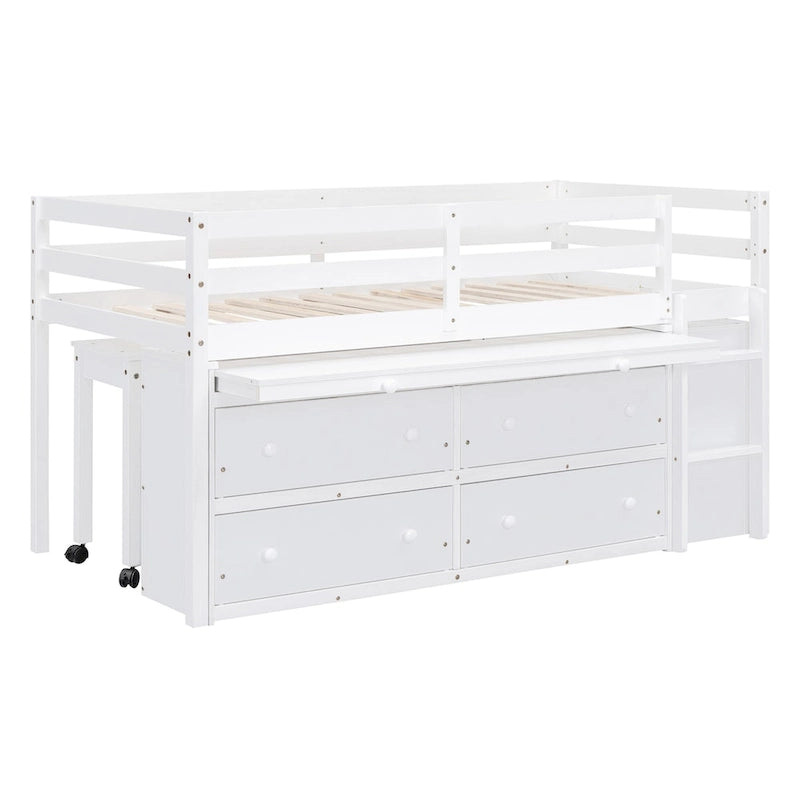 Lit mezzanine Twin Size avec bureau d’écriture et 4 tiroirs