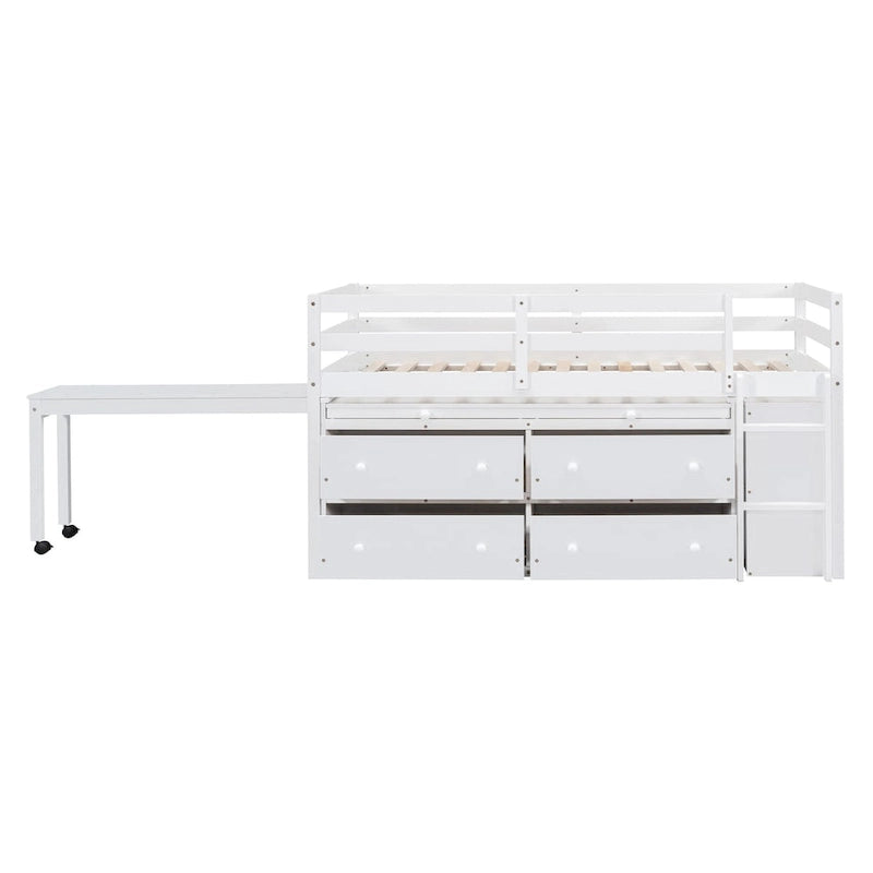 Lit mezzanine Twin Size avec bureau d’écriture et 4 tiroirs