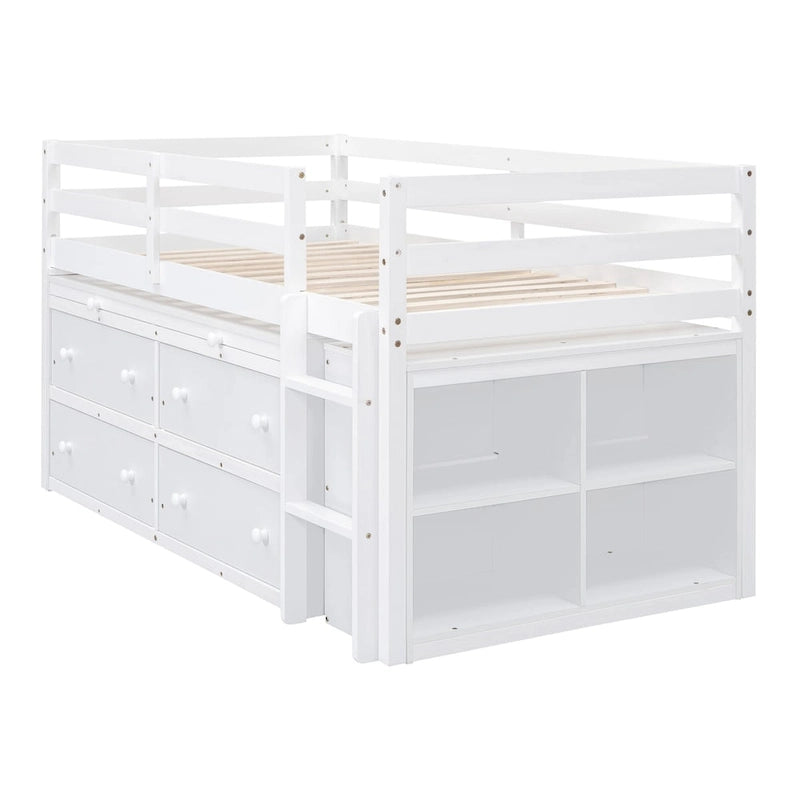 Lit mezzanine Twin Size avec bureau d’écriture et 4 tiroirs