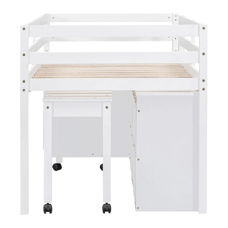 Lit mezzanine Twin Size avec bureau d’écriture et 4 tiroirs