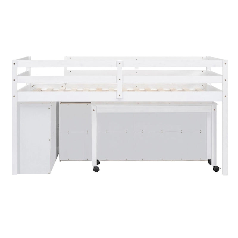Lit mezzanine Twin Size avec bureau d’écriture et 4 tiroirs