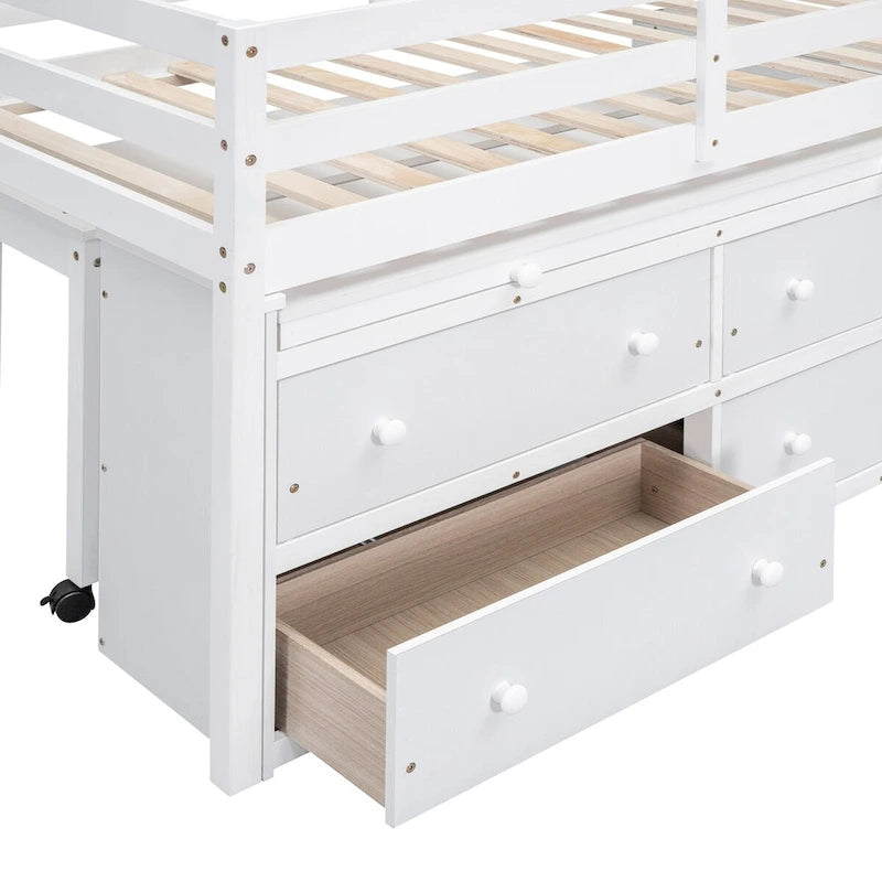 Lit mezzanine Twin Size avec bureau d’écriture et 4 tiroirs