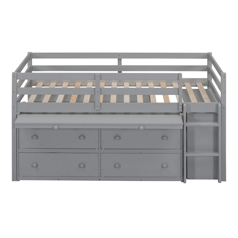 Lit mezzanine Twin Size avec bureau d’écriture et 4 tiroirs
