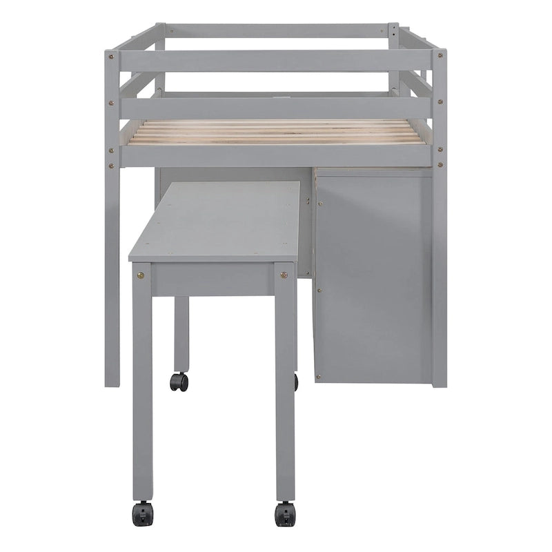 Lit mezzanine Twin Size avec bureau d’écriture et 4 tiroirs