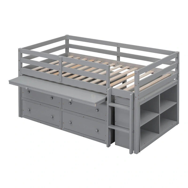 Lit mezzanine Twin Size avec bureau d’écriture et 4 tiroirs