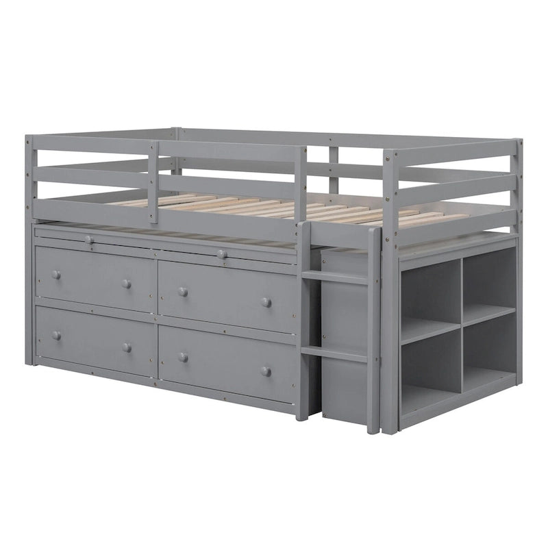 Lit mezzanine Twin Size avec bureau d’écriture et 4 tiroirs