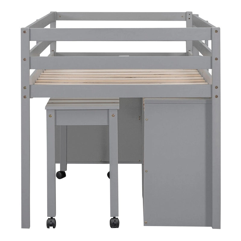 Lit mezzanine Twin Size avec bureau d’écriture et 4 tiroirs