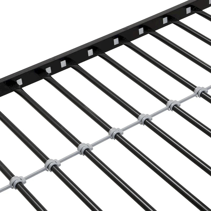 Metalowe łóżko piętrowe Twin nad Full z wysuwanym łóżkiem, drabinką z dwóch stron i barierką na całej długości, bez konieczności stosowania stelaża sprężynowego, schowek pod łóżkiem